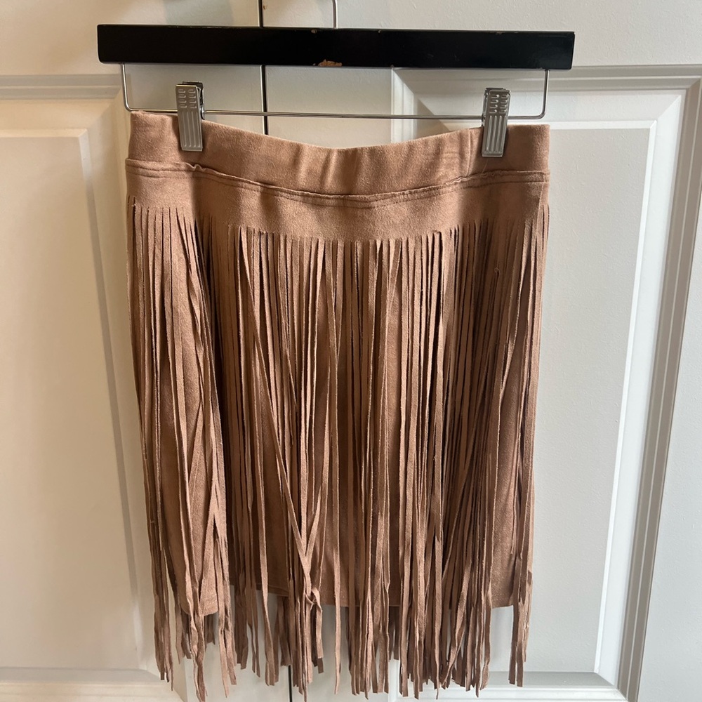 Gianni Bini Fringe Tan Skirt